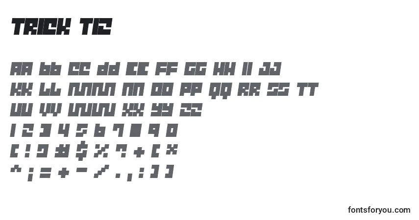 characters of trick t12 font, letter of trick t12 font, alphabet of  trick t12 font